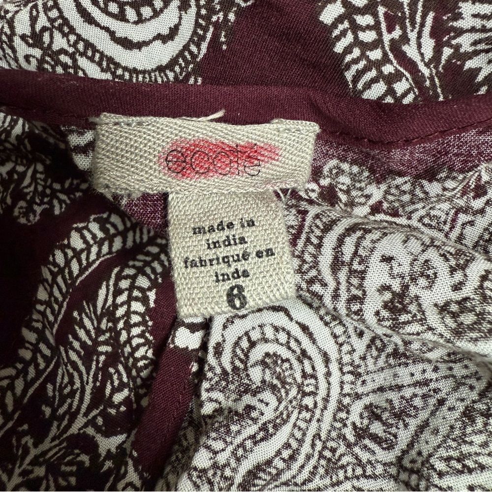 Urban Outfitters Ecote Bell Sleeve Paisley Dress Wine Bordeaux 6 - Picture 5 of 12